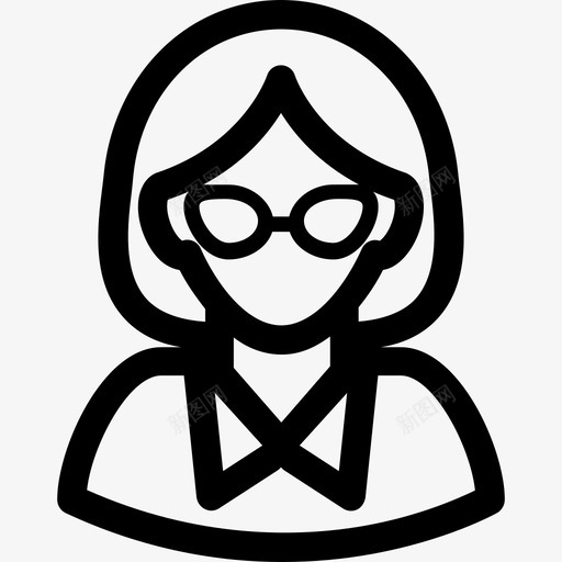 戴眼镜的女人头像包直系图标svg_新图网 https://ixintu.com 头像包 戴眼镜的女人 直系