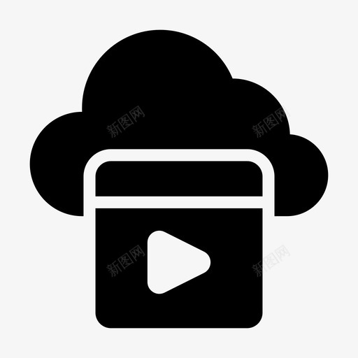 视频云播放图标svg_新图网 https://ixintu.com 云 播放 服务器 流媒体 视频