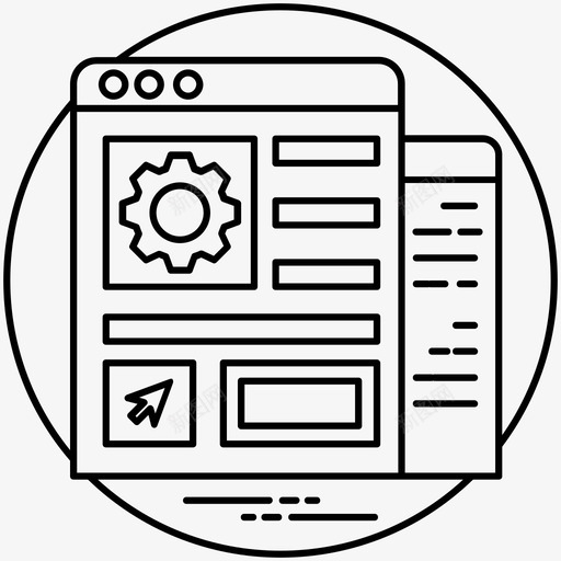 网页开发html编程界面图标svg_新图网 https://ixintu.com html 源代码 源页面 编程界面 网页开发 设计和开发线向量图标