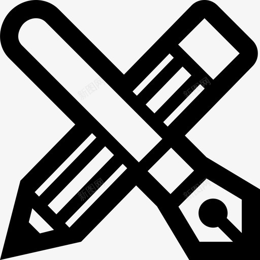 钢笔铅笔钢笔笔羽毛笔图标svg_新图网 https://ixintu.com 粗轮廓 羽毛笔 钢笔笔 钢笔铅笔