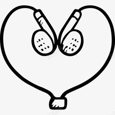 耳机技术手绘爱情元素图标图标