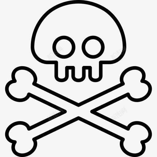 骷髅和骨头线性万圣节图标svg_新图网 https://ixintu.com 线性万圣节 骷髅和骨头