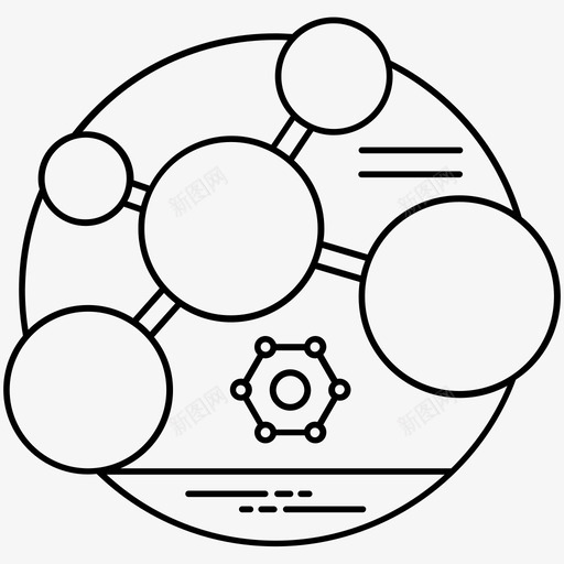 化合物原子电子图标svg_新图网 https://ixintu.com 分子结构 化合物 原子 电子 科学 科技线图标
