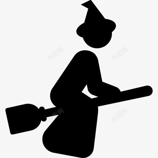 巫婆飞天扫帚万圣节派对图标svg_新图网 https://ixintu.com 万圣节派对 巫婆飞天扫帚