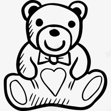 泰迪熊动物手绘爱情元素图标图标