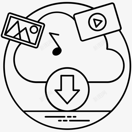 云云计算云存储图标svg_新图网 https://ixintu.com 云下载 云存储 云计算 互联网和网络线路iocns 远程服务器