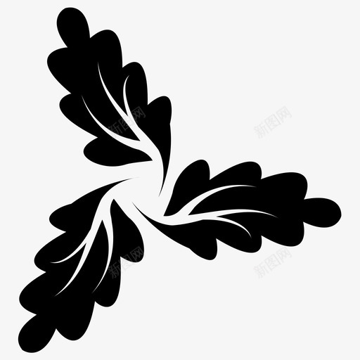 橡树漩涡叶花花图案图标svg_新图网 https://ixintu.com 叶字形图标 叶状花 橡树漩涡叶 绿叶 花 花图案