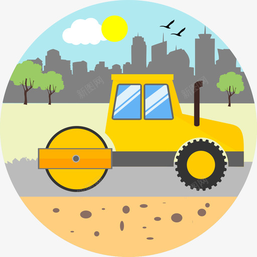 压路车svg_新图网 https://ixintu.com 压路车 扁平 精美
