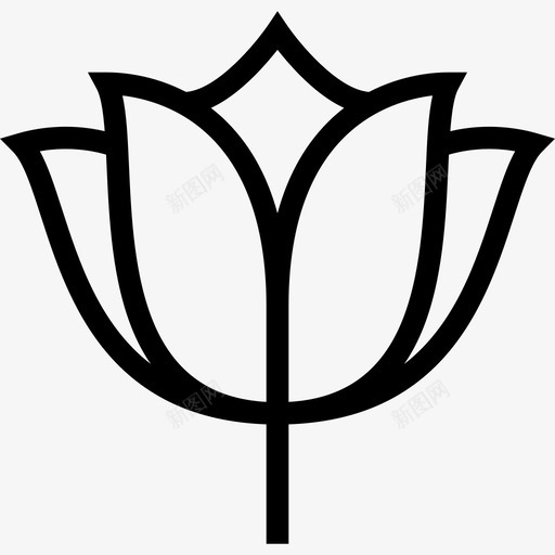 郁金香花和叶线形图标svg_新图网 https://ixintu.com 线形 花和叶 郁金香