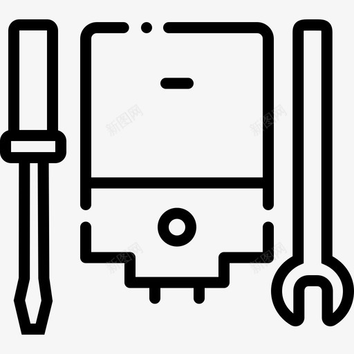 间歇热水器服务加热器维修图标svg_新图网 https://ixintu.com 加热器 维修 螺丝刀 间歇热水器服务