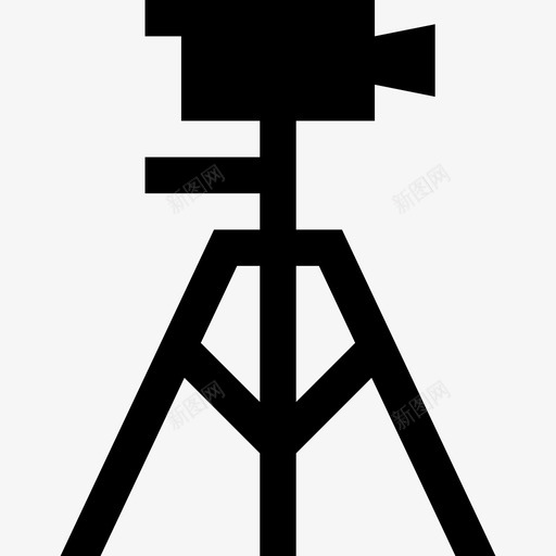 三脚架实心相机和配件填充图标svg_新图网 https://ixintu.com 三脚架 填充 实心相机和配件
