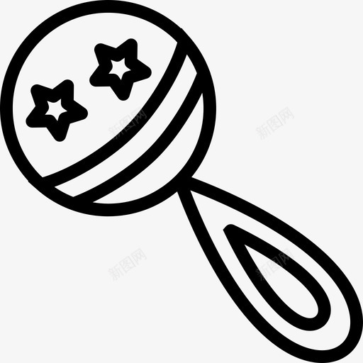 拨浪鼓婴儿套装直线型图标svg_新图网 https://ixintu.com 婴儿套装 拨浪鼓 直线型