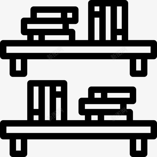 书架家具和家居用品直线型图标svg_新图网 https://ixintu.com 书架 家具和家居用品 直线型