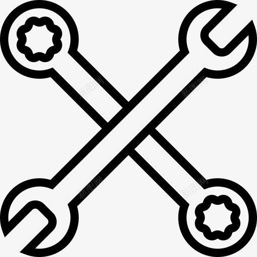 扳手施工工具2线性图标svg_新图网 https://ixintu.com 扳手 施工工具2 线性