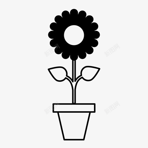向日葵盆园艺叶子图标svg_新图网 https://ixintu.com 叶子 向日葵盆 园艺 植物 花