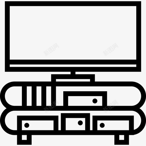 电视机家用电器直线型图标svg_新图网 https://ixintu.com 家用电器 电视机 直线型