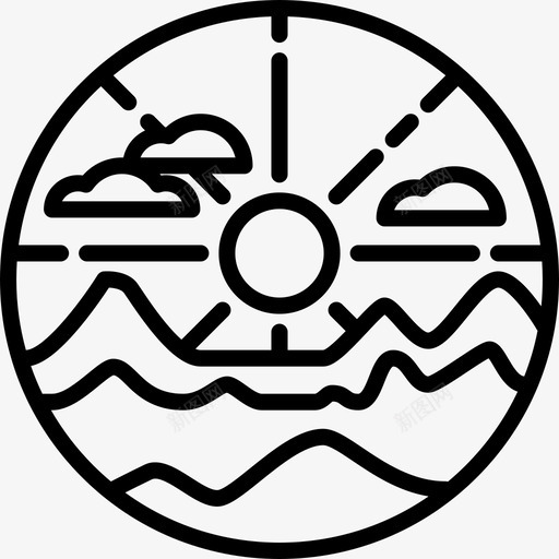 山脉圆形景观线性图标svg_新图网 https://ixintu.com 圆形景观 山脉 线性