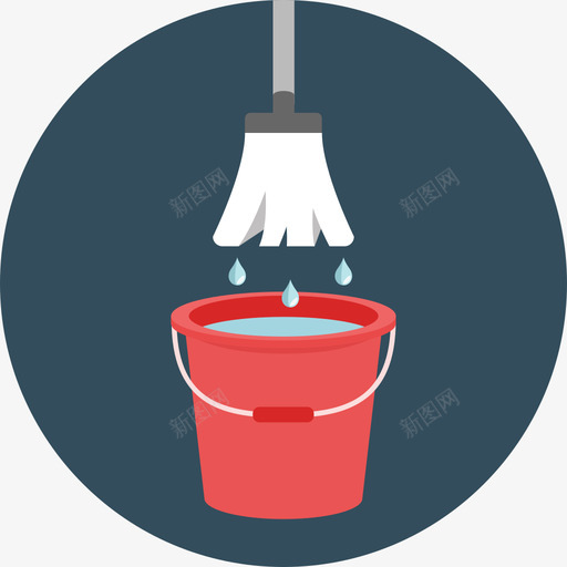 拖把家用电器圆扁图标svg_新图网 https://ixintu.com 圆扁 家用电器 拖把