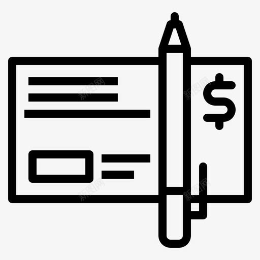 支票钱付款图标svg_新图网 https://ixintu.com 付款 支票 笔 钱