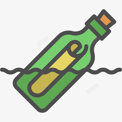 瓶子里的信息海盗套装直线颜色图标svg_新图网 https://ixintu.com 海盗套装 瓶子里的信息 直线颜色