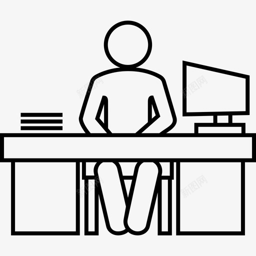 在桌面上工作首席执行官办公室图标svg_新图网 https://ixintu.com 人类细线 办公室 在桌面上工作 首席执行官