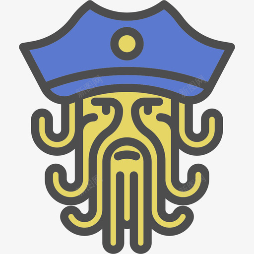 章鱼海盗套装线性颜色图标svg_新图网 https://ixintu.com 海盗套装 章鱼 线性颜色