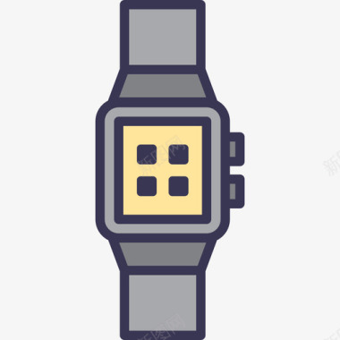 智能手表科技元素套装轻平边框图标图标