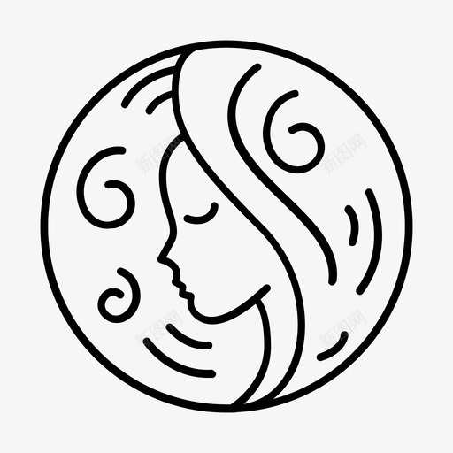 女人脸头发星座图标svg_新图网 https://ixintu.com 头发 女人 女人脸 星座