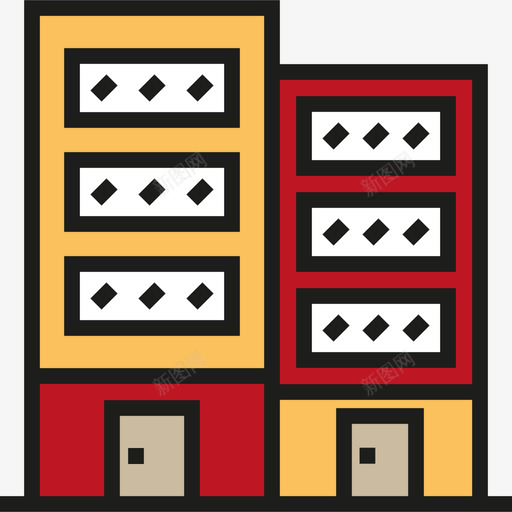 建筑城市2线性颜色图标svg_新图网 https://ixintu.com 城市2 建筑 线性颜色