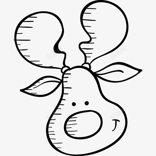 驯鹿圣诞手绘黑色图标svg_新图网 https://ixintu.com 圣诞手绘 驯鹿 黑色