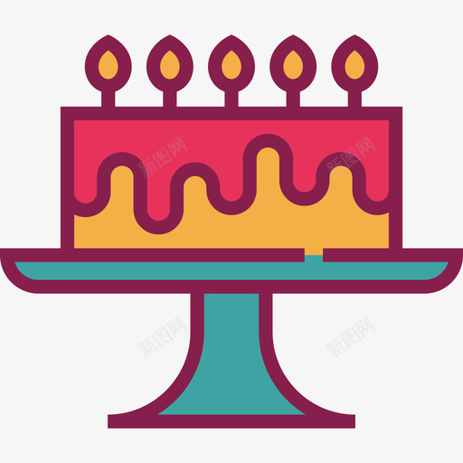 蛋糕生日派对8线性颜色图标svg_新图网 https://ixintu.com 生日派对8 线性颜色 蛋糕