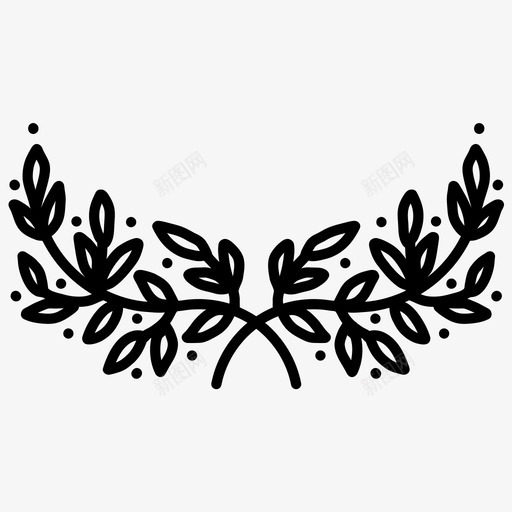 花环和月桂花花园图标svg_新图网 https://ixintu.com 叶子 手绘花环和月桂 桂花黑白 植物 自然 花 花园 花环和月桂