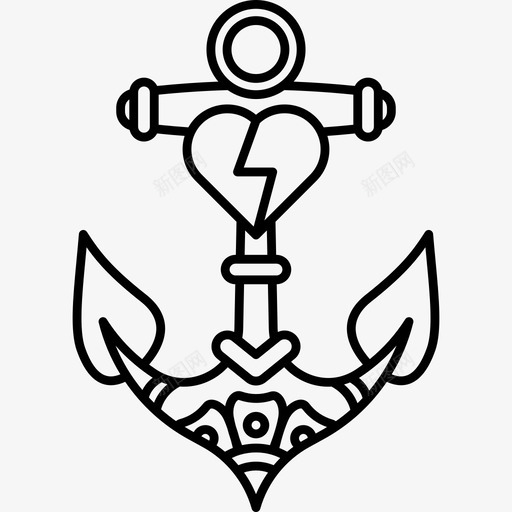 锚复古纹身图标svg_新图网 https://ixintu.com 复古纹身 锚