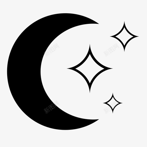 月亮自然夜晚图标svg_新图网 https://ixintu.com 夜晚 天气 星星 月亮 自然