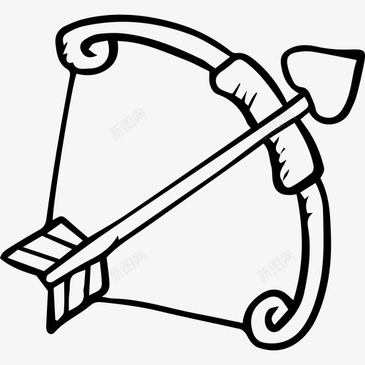 弓箭武器手绘爱情元素图标svg_新图网 https://ixintu.com 弓箭 手绘爱情元素 武器