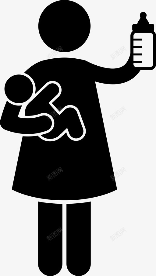 妇女用奶瓶喂婴儿女佣奶瓶图标svg_新图网 https://ixintu.com 保姆 女佣 奶瓶 妇女用奶瓶喂婴儿 家务