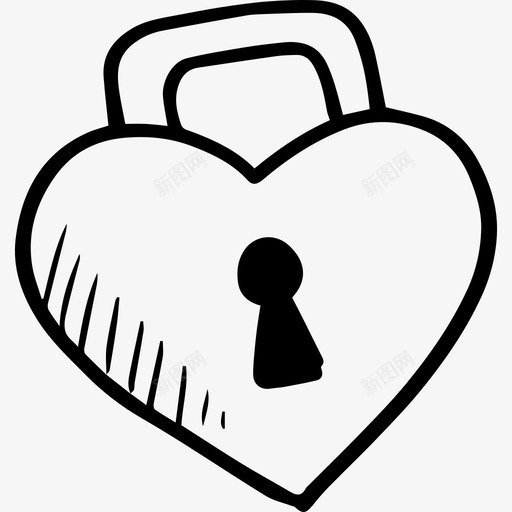 心锁情人节手绘爱情元素图标svg_新图网 https://ixintu.com 心锁 情人节 手绘爱情元素