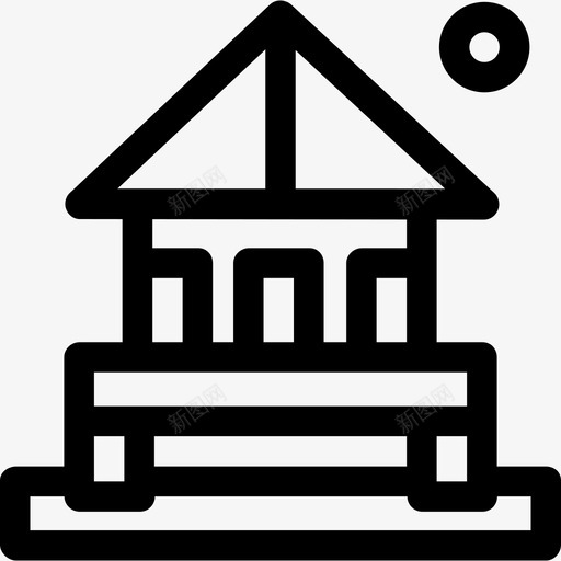 海滨别墅房屋类型线性图标svg_新图网 https://ixintu.com 房屋类型 海滨别墅 线性