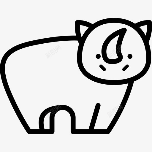 犀牛森林动物直系图标svg_新图网 https://ixintu.com 森林动物 犀牛 直系