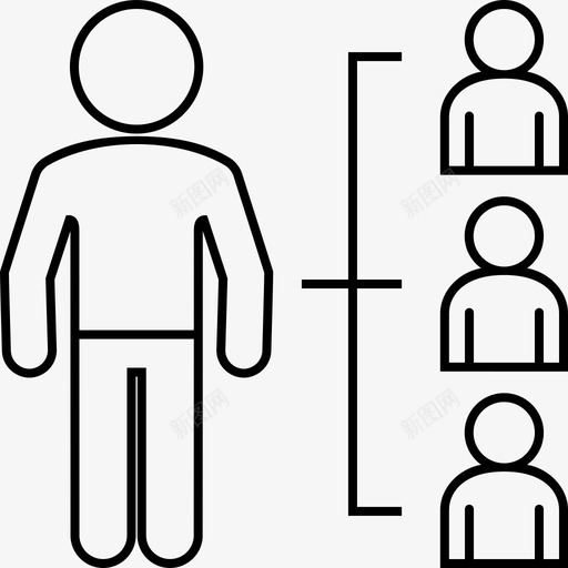 直接员工水平老板结构图标svg_新图网 https://ixintu.com 人的细线 直接员工水平 结构 老板