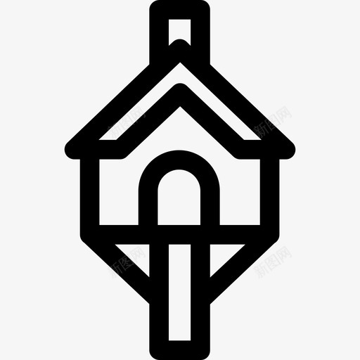 树屋房屋类型线性图标svg_新图网 https://ixintu.com 卡通树屋 房屋类型 树屋 线性