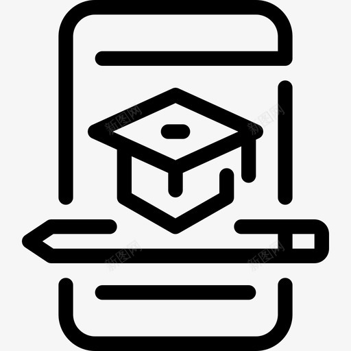 网上学习毕业帽子图标svg_新图网 https://ixintu.com 学校和教育 帽子 手机 智能手机 毕业 网上学习