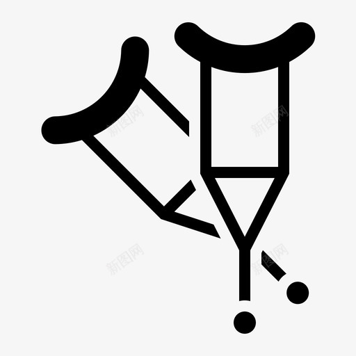 拐杖受伤腿图标svg_新图网 https://ixintu.com 助行器 医疗设备 受伤 拐杖 支架 腿