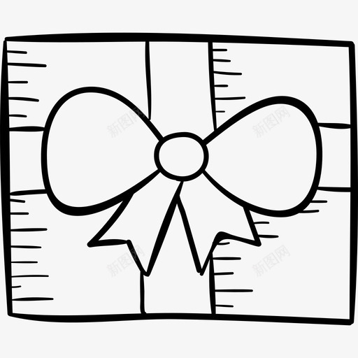 礼物圣诞手绘黑色图标svg_新图网 https://ixintu.com 圣诞手绘 礼物 黑色