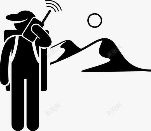 探险家使用卫星电话冒险背包客图标svg_新图网 https://ixintu.com 冒险 呼叫 探险家使用卫星电话 沙漠 背包客 视频会议和电信
