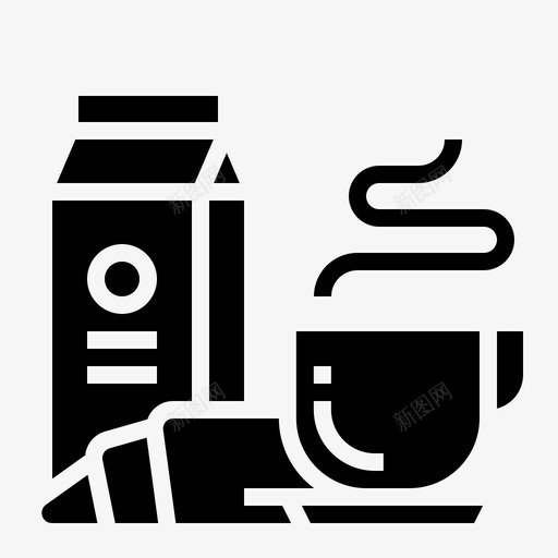 早餐咖啡牛角面包图标svg_新图网 https://ixintu.com 咖啡 早餐 牛奶 牛角面包 酒店服务黑色