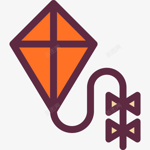 风筝秋季元素2线条色图标svg_新图网 https://ixintu.com 秋季元素2 线条色 风筝