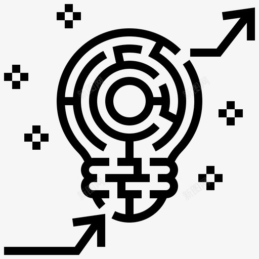 迷宫箭头灯泡图标svg_新图网 https://ixintu.com 业务线 灯泡 箭头 解决方案 迷宫