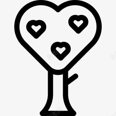 爱情树形状圣瓦伦丁节直线图标图标