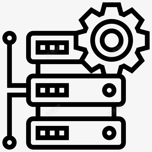 数据库算法齿轮大数据线图标svg_新图网 https://ixintu.com 大数据线 数据库算法 齿轮